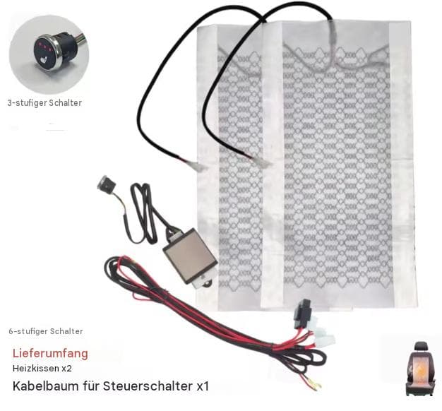 Autositz-Heizungsset, 12 V, 50 W, 1 Sitz, Kohlefaser
