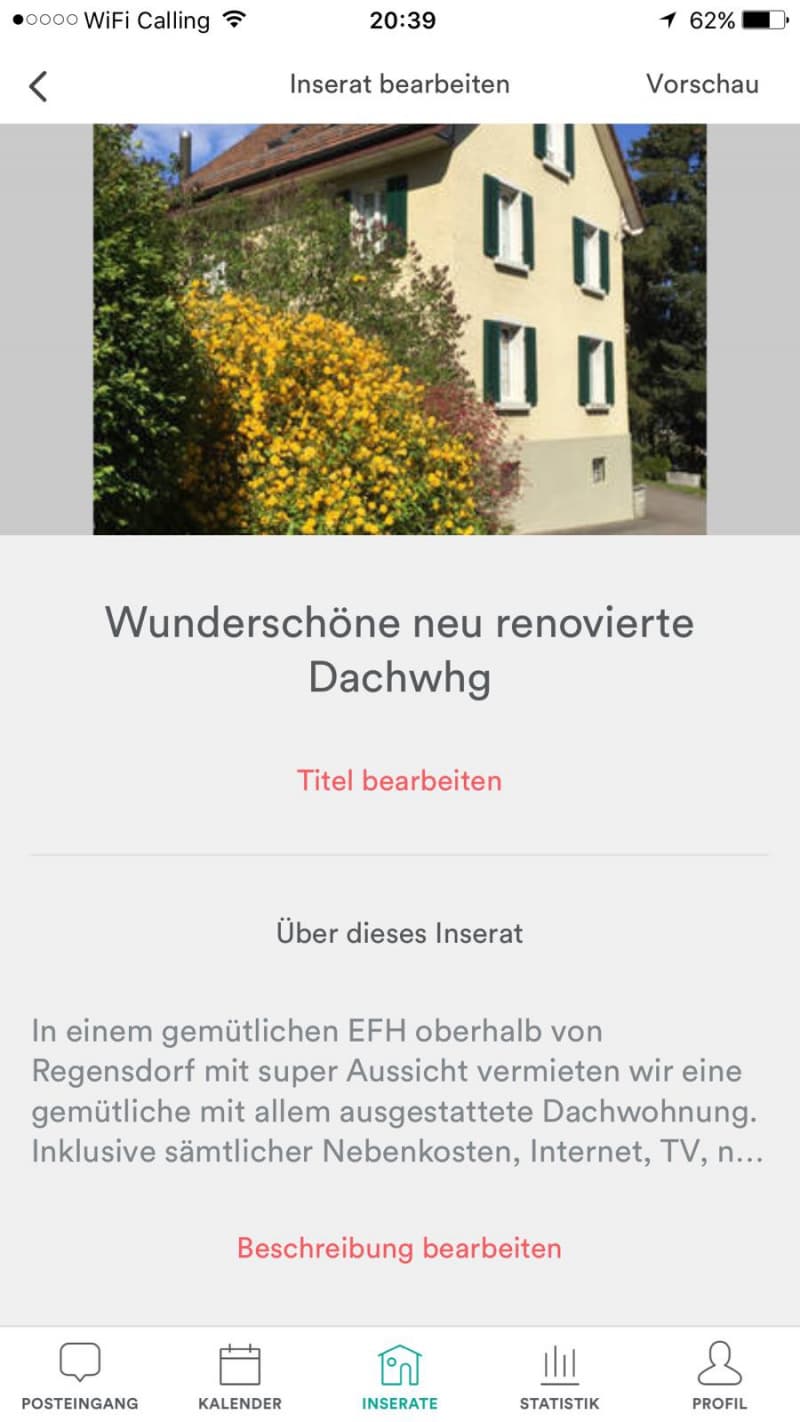 Dachwohnung möbliert