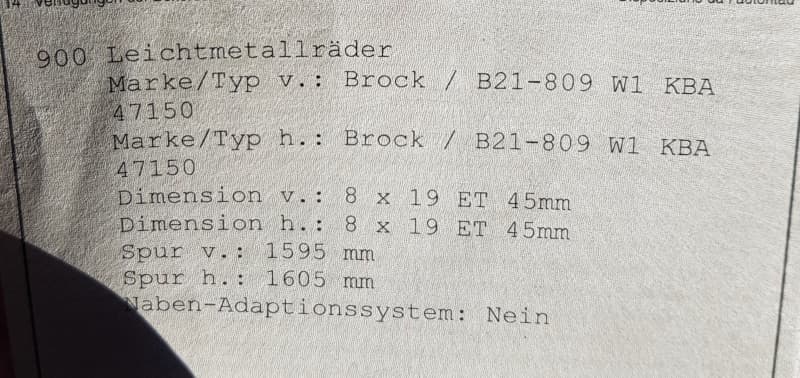 Aluräder Brock B21 8x19 Pneu 245/45ZR19