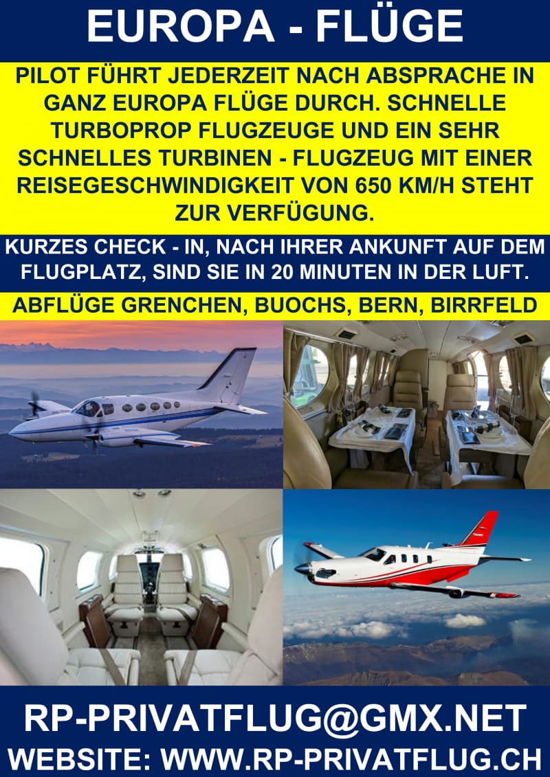 SWISS PRIVATE FLYING FLIEGT ÜBER 5000 FLUGPLÄTZE IN EUROPA AN