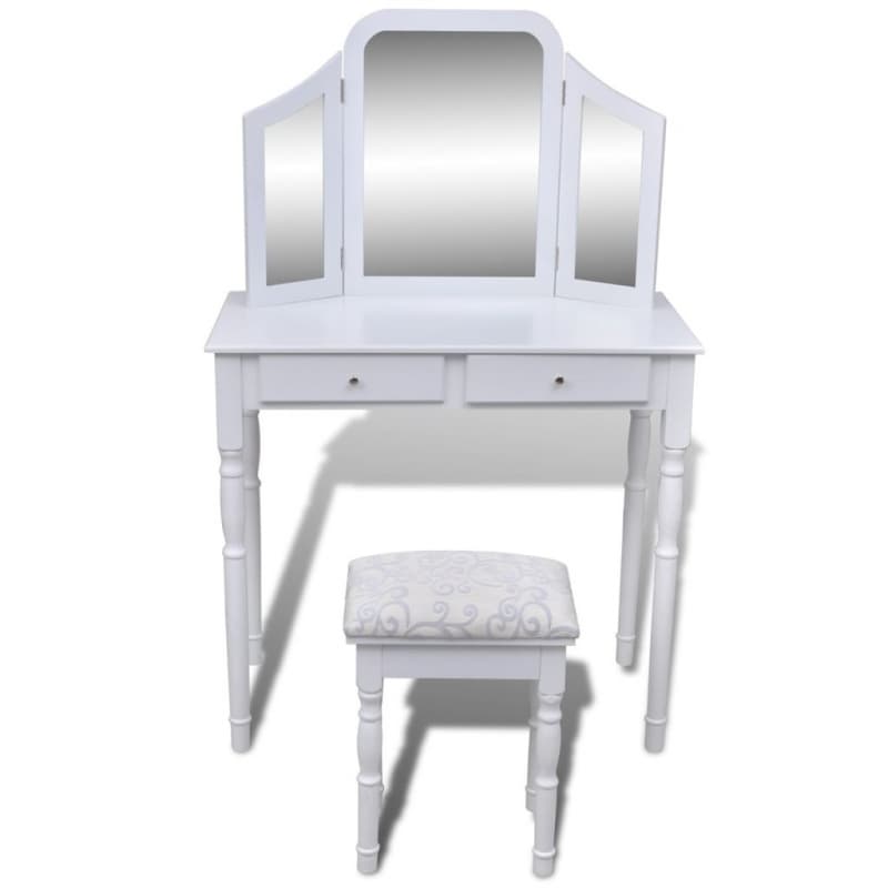 99241003 Schminktisch mit 3-in-1 Spiegel und Hocker 2 Schubladen