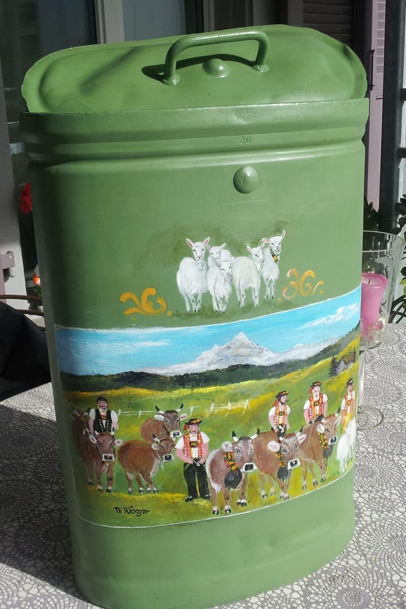 Bauernmalerei auf alter Milchtanse, Rückenmodell, 30 L,
