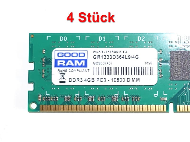 GOODRAM GR1333D364L9/4G 4GB DDR3 4 Stück