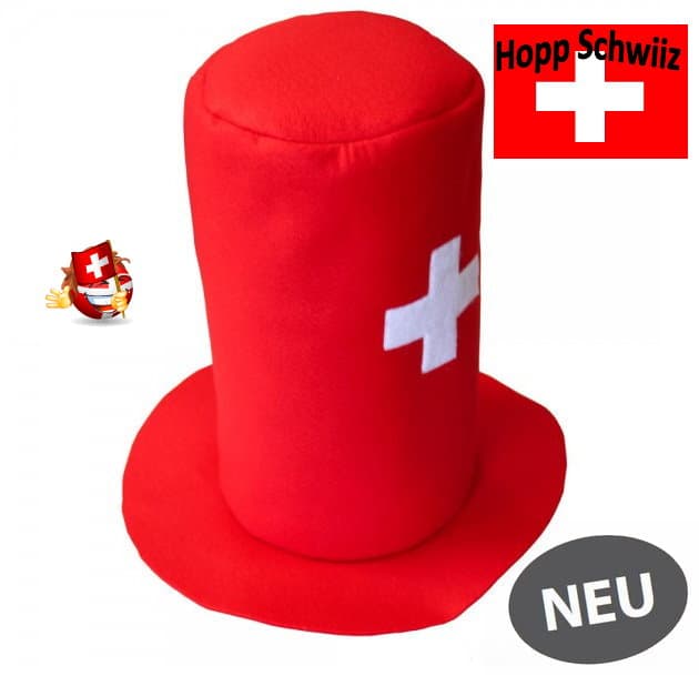 Schweiz Fan Hut Zylinder Fanartikel WM EM Fussball Hockey Nati