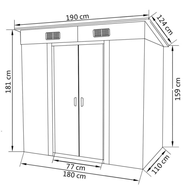 9942908 Gartenschuppen Grün Metall