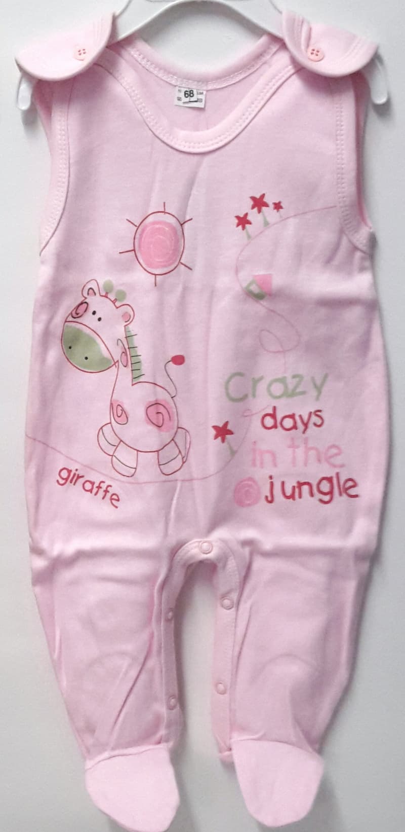 Strampler "Crazy days in the jungle" Gr.68 rosa, Fabrikneu
