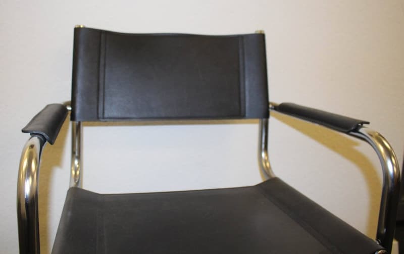 Freischwinger Sessel, Leder, schwarz