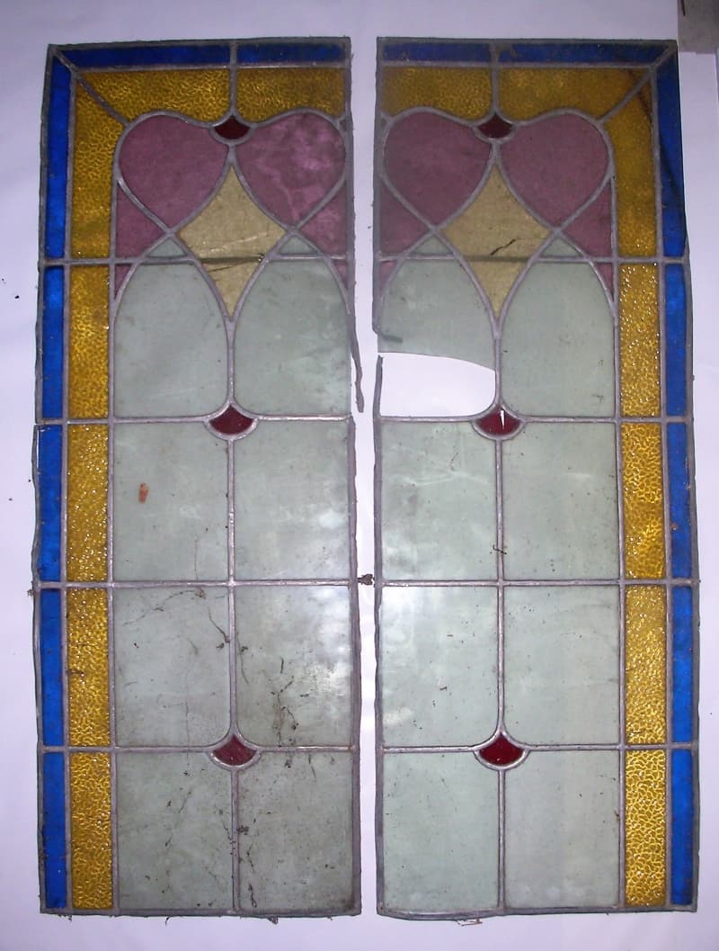 4x Original Antik Jugendstil Verglasung.