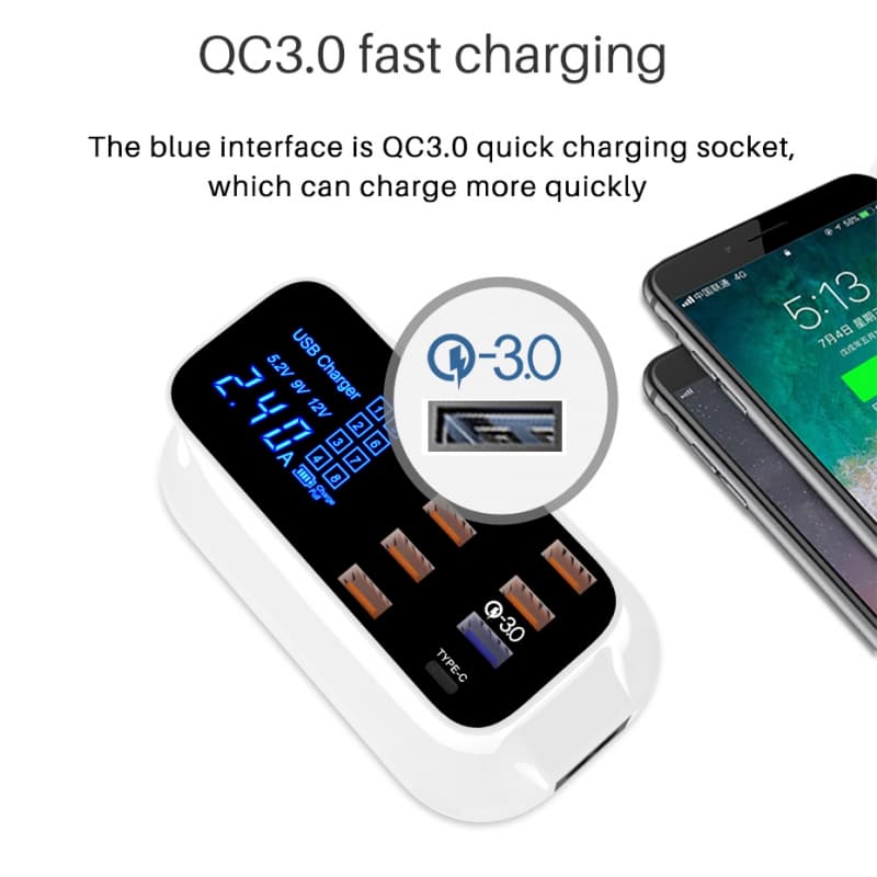 USB-C & QC3.0 Charging Station mit 8 Anschlüssen