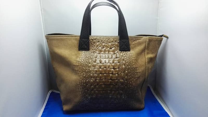 Damen Leder Shopper in Kroko-Optik