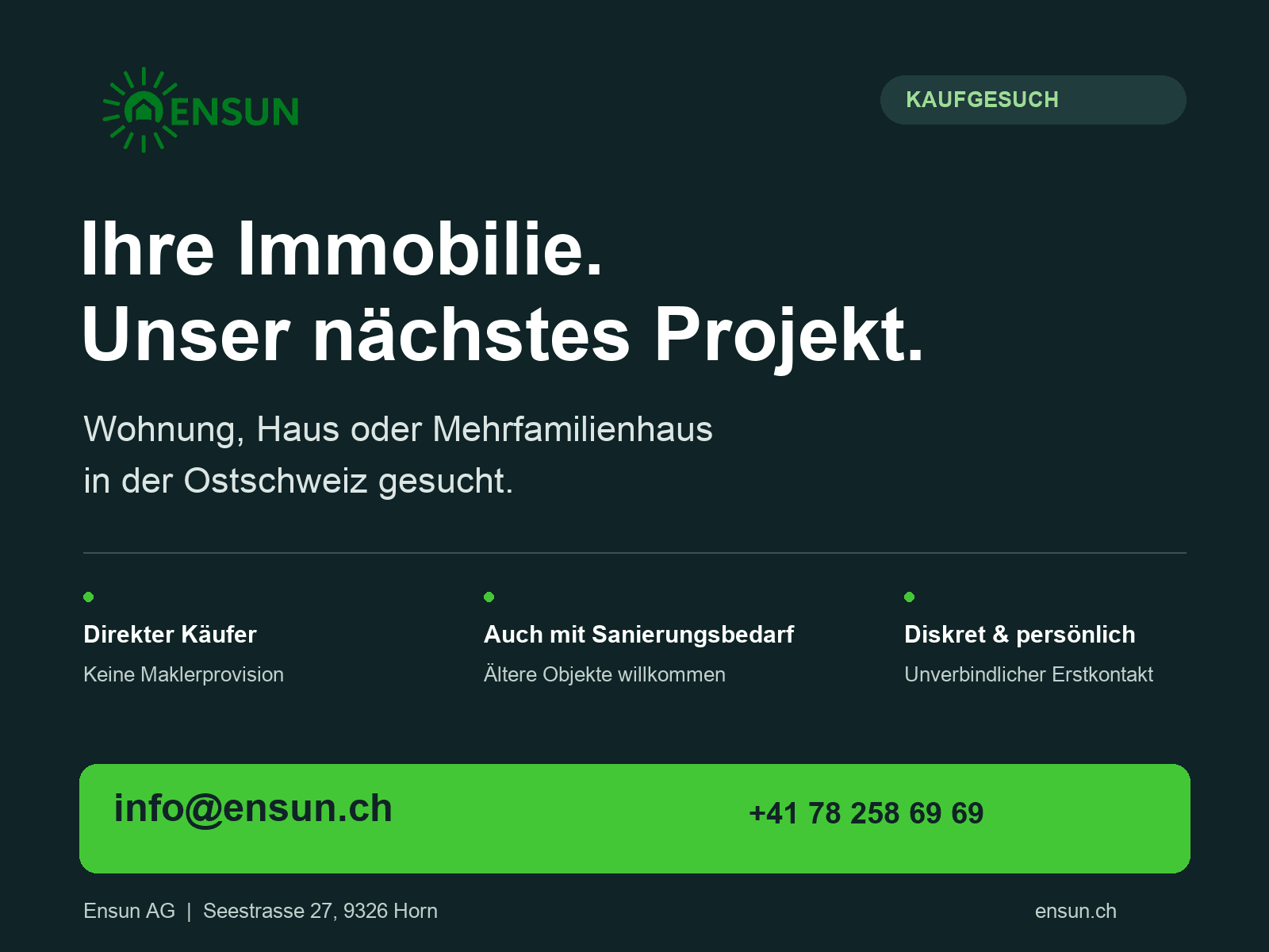 Ältere Wohnung oder Mehrfamilienhaus in der Ostschweiz gesucht
