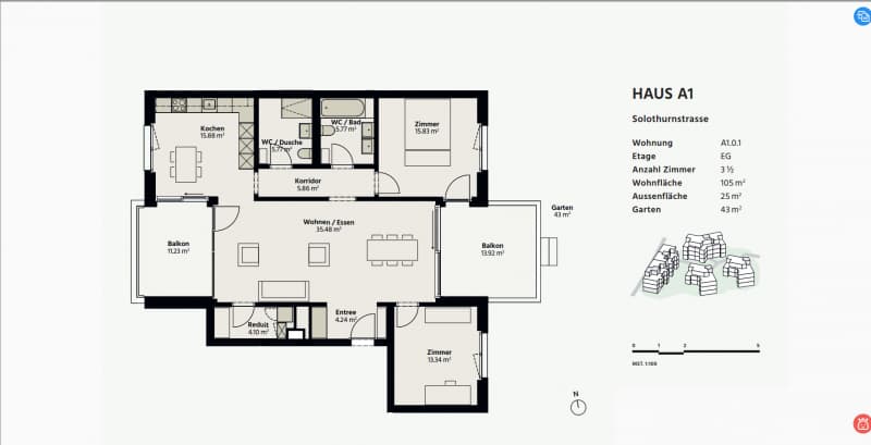 3,5-Zimmer-Wohnung – Neubau/Erstvermietung; 118 m², Hochparterre