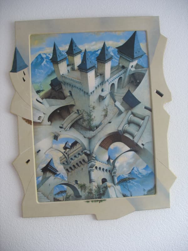 Deko Bild Schloss Surreal blaue Berge
