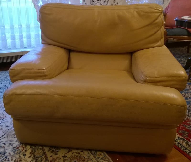 Ledersofa Sessel und Hocker