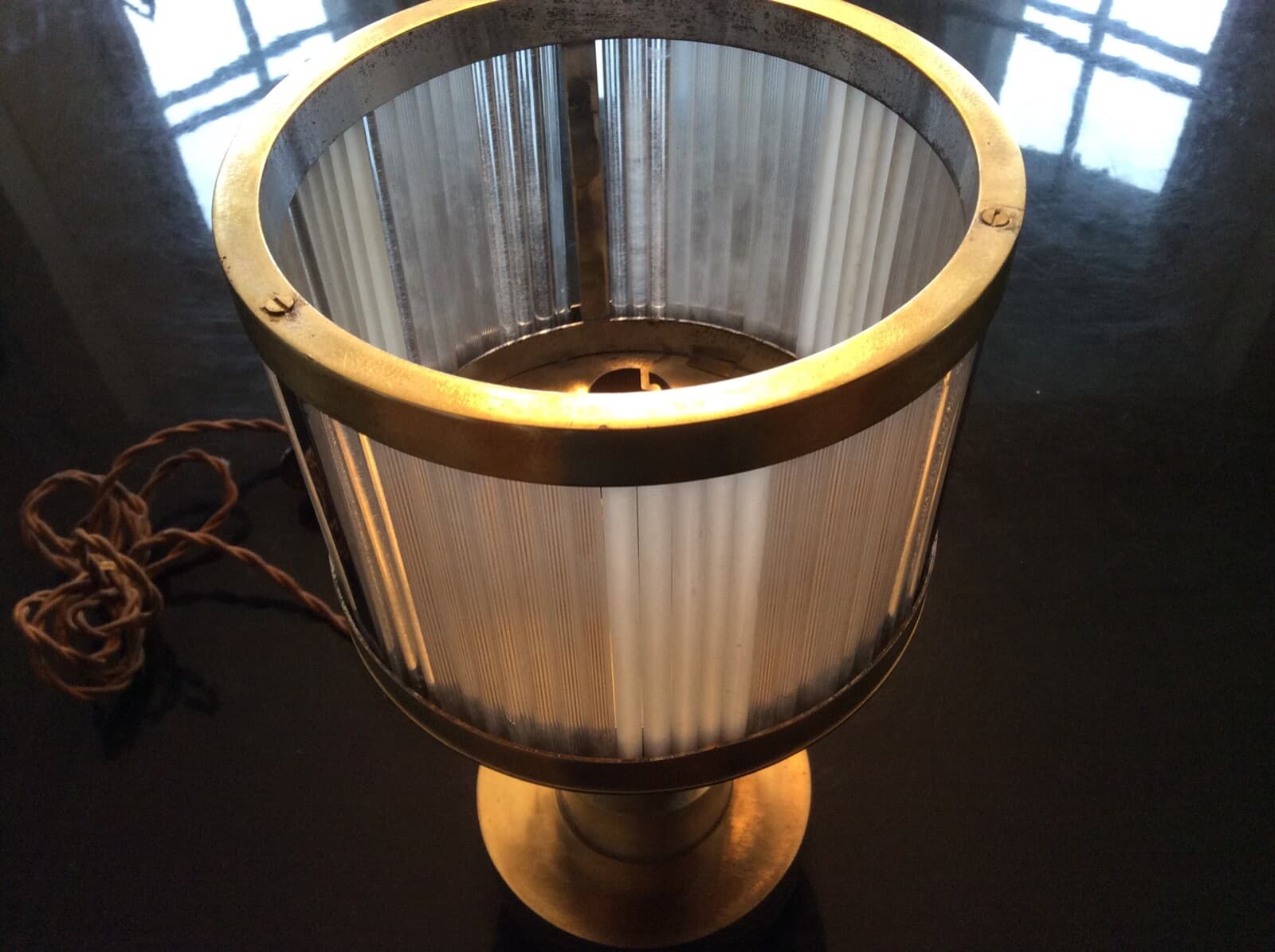 Art Deco Lampe Verre Brass Moderniste Louis Sognot & Charlotte