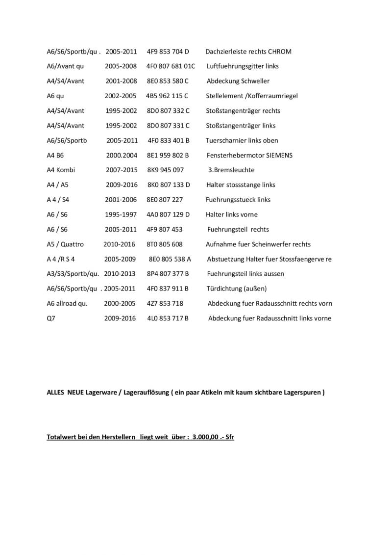 Audi ORIGINAL Auto-Ersatz- & -Reparaturteile