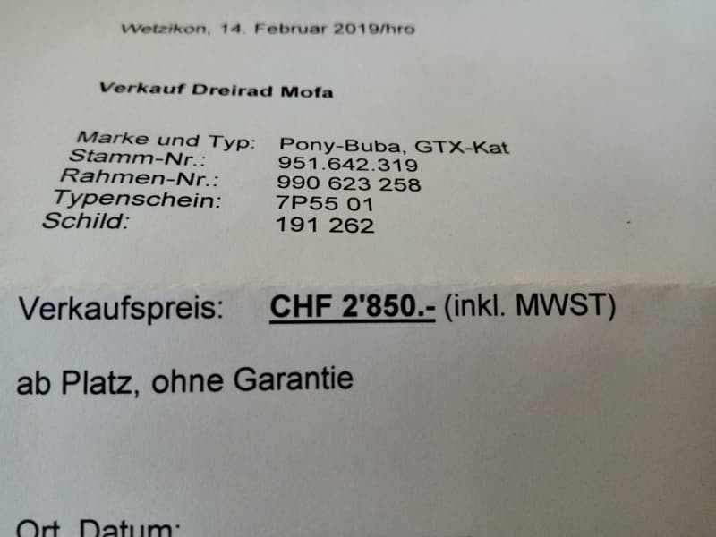 Dreiradmofa PONY BUBA : SACHS Motor mit Seilzugstarter.