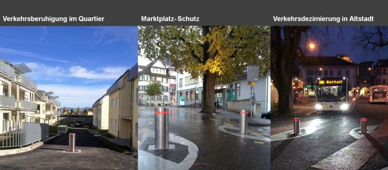 Polleranlagen, Absperrpfosten, Parkplatzsperre - CH Fabrikat