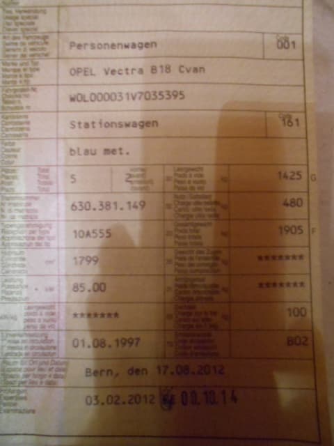Opel Vectra Kombi ohne MFK