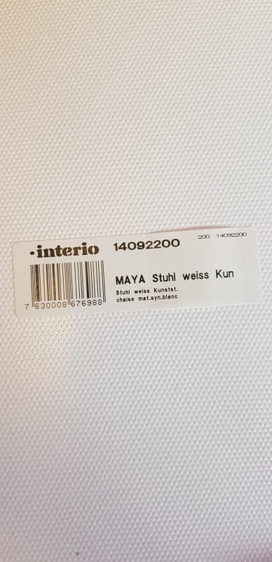 Interio Stuhl Maya Weiss kunststoff / Buche = Neu