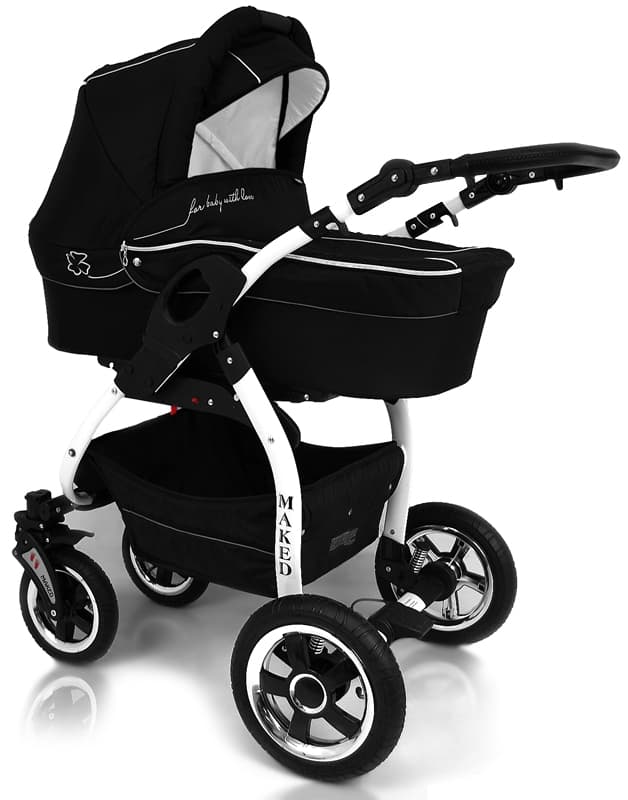 Trio-Set: Kinderwagen "Lucky" mit Babyschale schwarz, FABRIKNEU