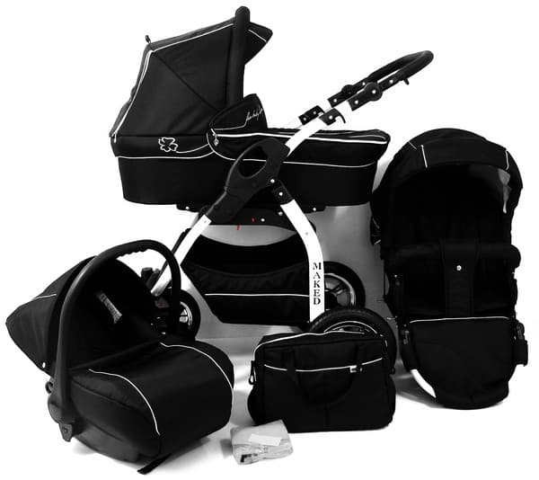 Trio-Set: Kinderwagen "Lucky" mit Babyschale schwarz, FABRIKNEU