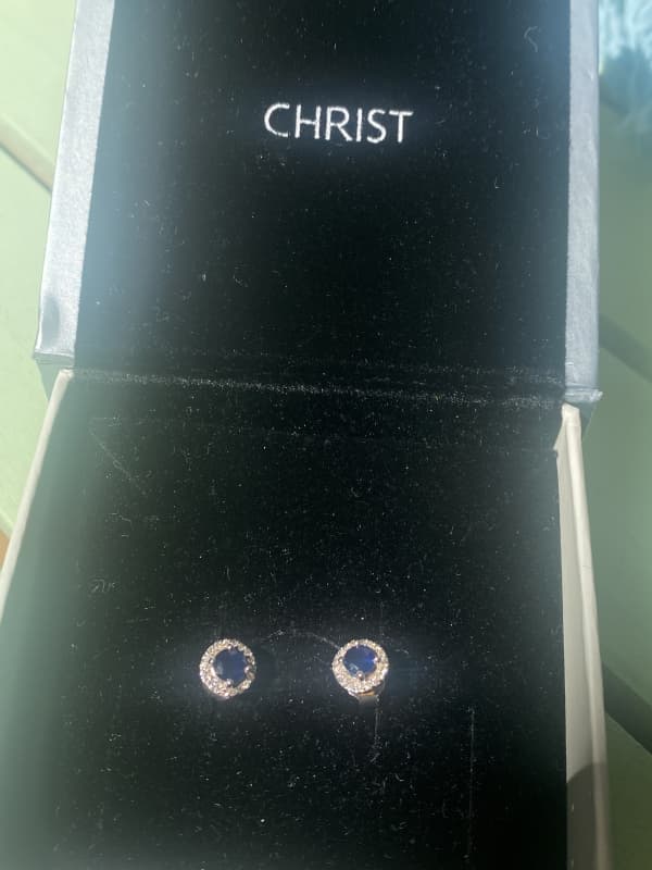 Ohrstecker Saphir und 36 Diamanten