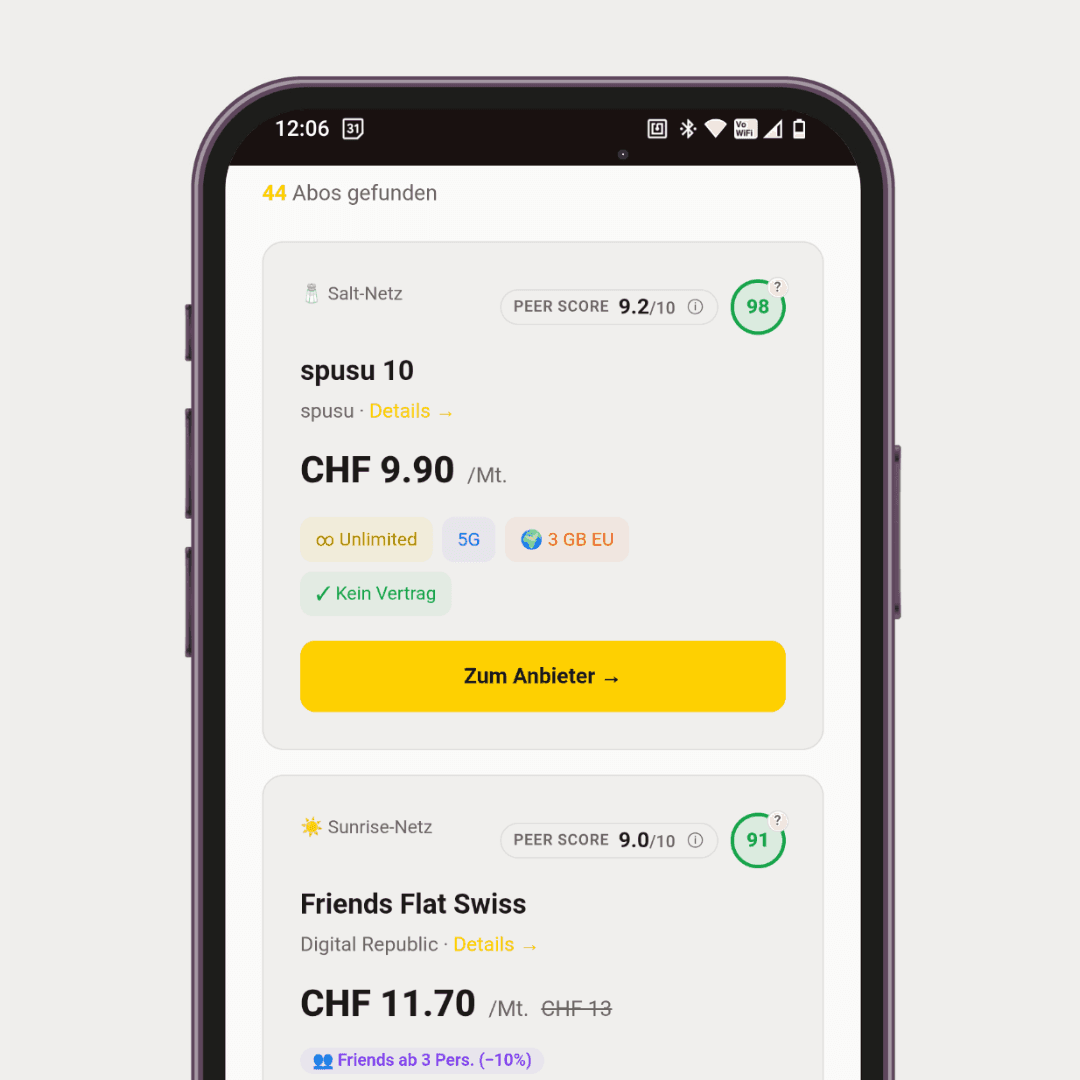 Die günstigsten Handyabo's der Schweiz - Handy und Internet Abo's im Vergleich