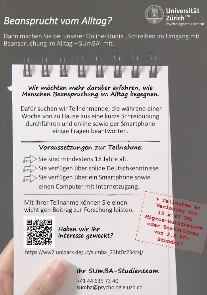 Beansprucht vom Alltag? Personen für Onlinestudie gesucht