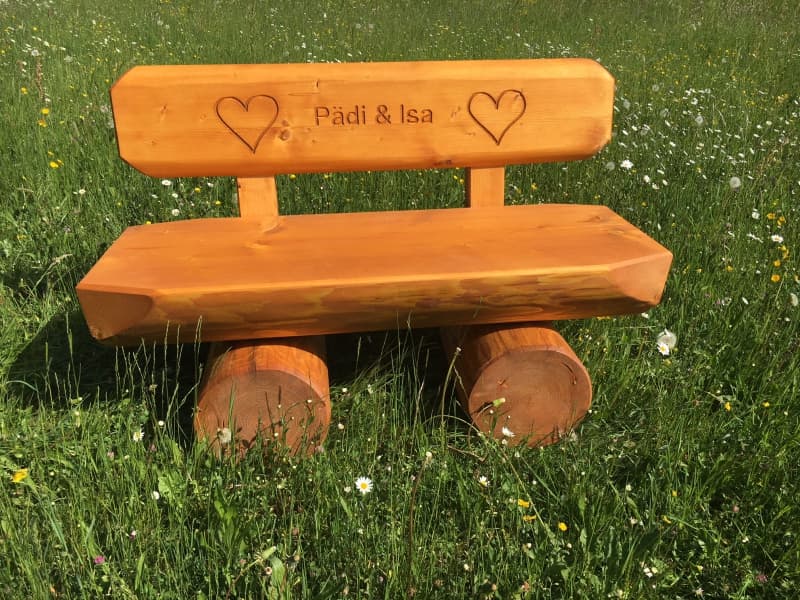 Rundholzbank Holzbank massiv Tisch Garnitur Garten Bank Top