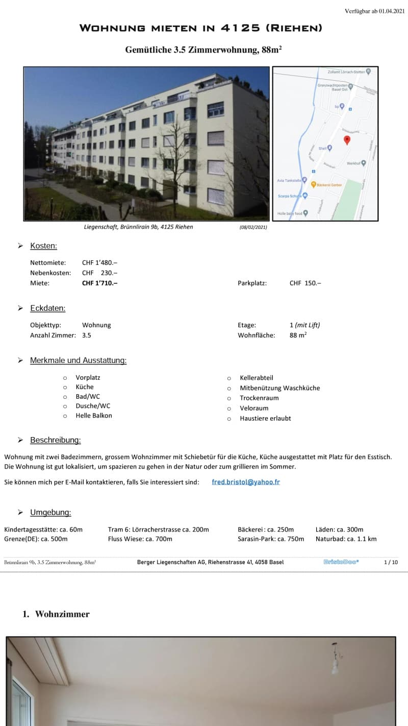 Gemütliche 3.5 Zimmerwohnung, 88m2 Riehen