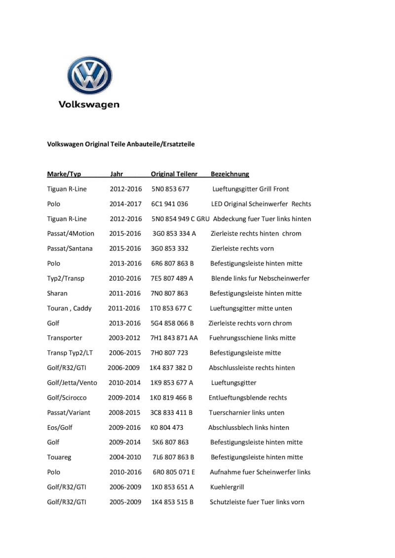 VW ORIGINAL Auto-Ersatz- & -Reparaturteile