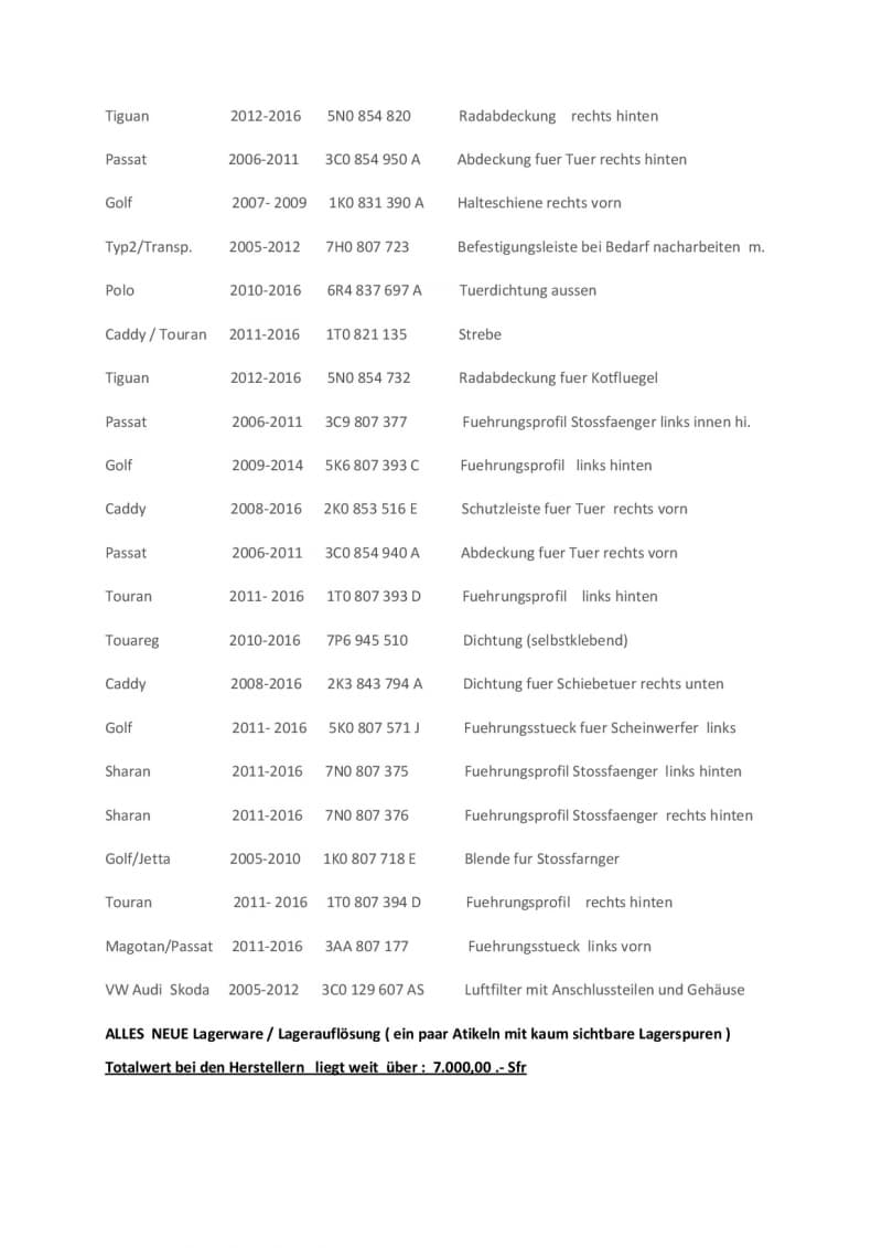 VW ORIGINAL Auto-Ersatz- & -Reparaturteile