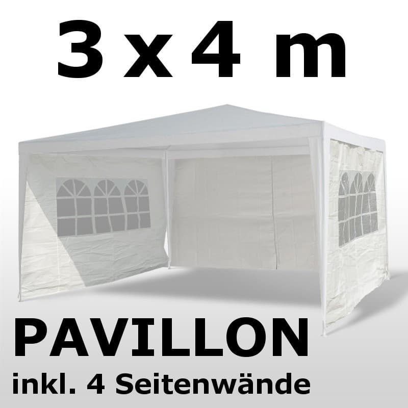 Gartenpavillon 3x4 m, weiss (Kostenlose Lieferung)