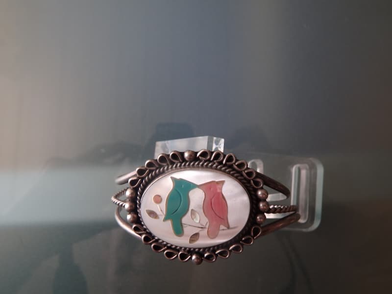 Indianerschmuck Armreif Navajo 925 Silber Inlaid Arbeit