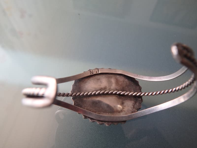 Indianerschmuck Armreif Navajo 925 Silber Inlaid Arbeit
