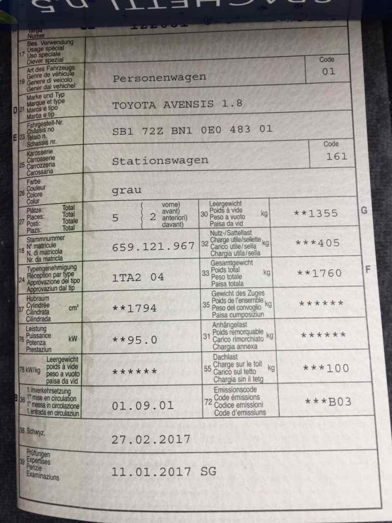 TOYOTA AVENSIS 1.8 FRISCH MFK.