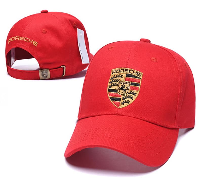 Porsche Fan Cap Mütze Kappe Wappen Schwarz Rot Beige Weiss