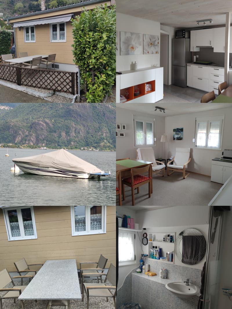 Wohnwagen m 3 Zimmer, fester Vorbau am Comersee, privater Camping