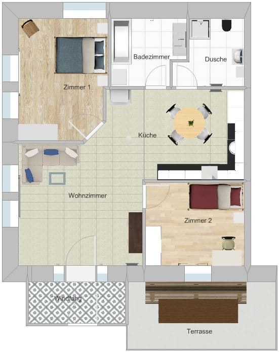 Spezielle 3.5-Zimmer-Wohnung im Erdgeschoss