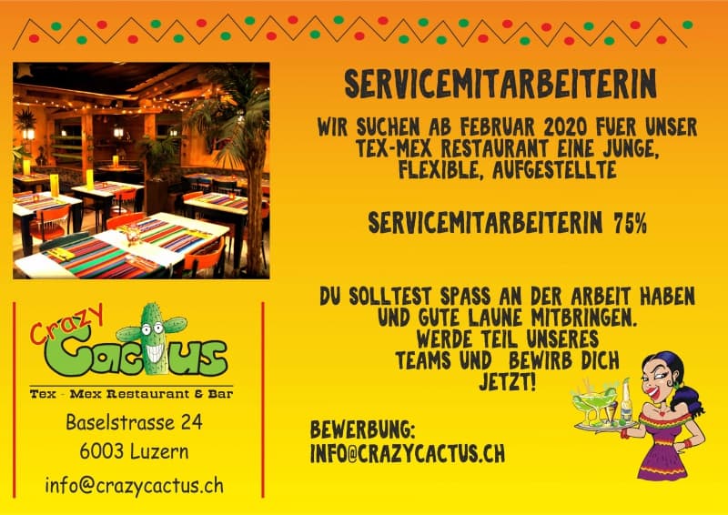 Servicemitarbeiterin 75% im Crazy Cactus