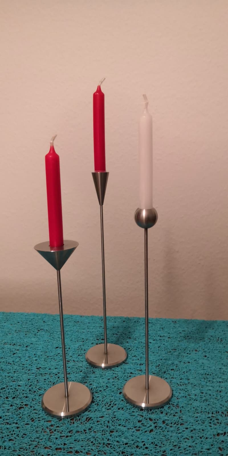 3 Teiliges Kerzenständer-Set aus Inox
