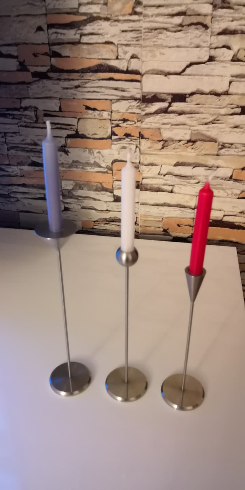 3 Teiliges Kerzenständer-Set aus Inox