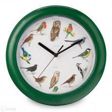 Wanduhr mit Vogelstimmen in Hellbraun oder Grün