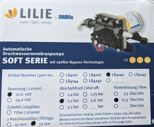 12 Volt shurflo Wasserpumpe Lilie LS4142 absolut neu