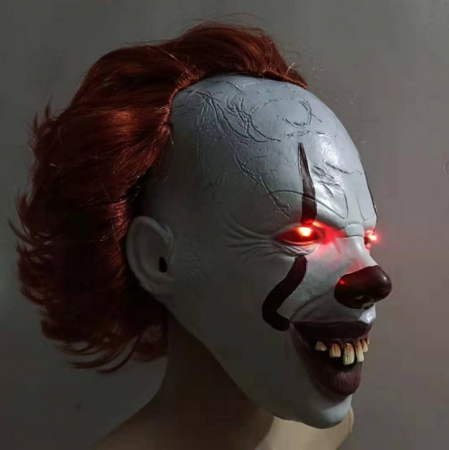 Schaurige Clown Maske Rot LED Augen Grinsend Halloween Fasnacht