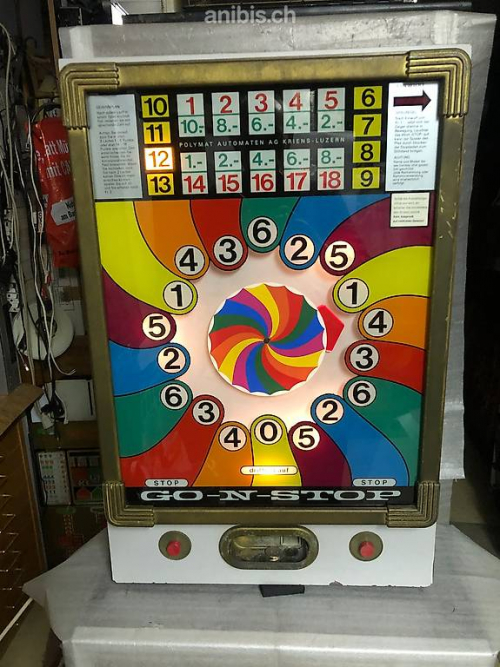 Geldspielautomat Go N Stop aus den 60 er Jahren mit Top Scheibe