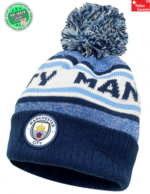 Manchester City Beanie Man City Mütze Bommel Wappen Logo Fussball