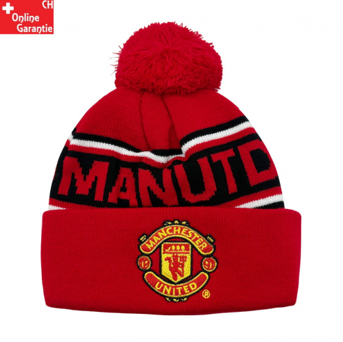 Manchester United Fan Manu Beanie Mütze Bommel Fussball Fan